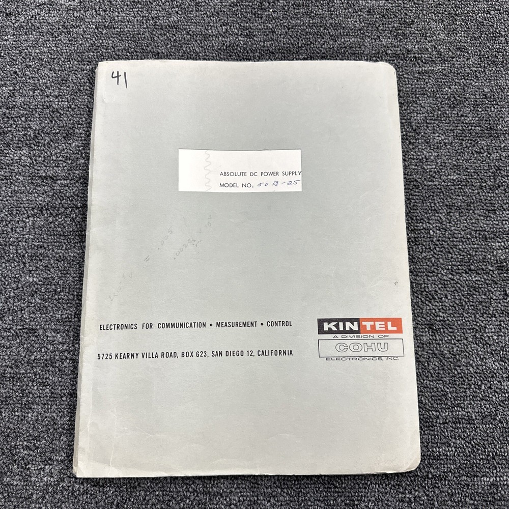 Kintel Cohu Model 50B-25 Absolute DC Power Supply Instruction Manual