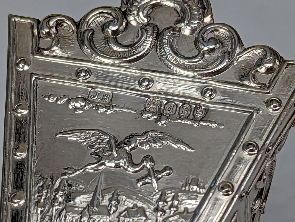 1899 Victorian baby’s Solid silver miniature cradle with gold guilded interior