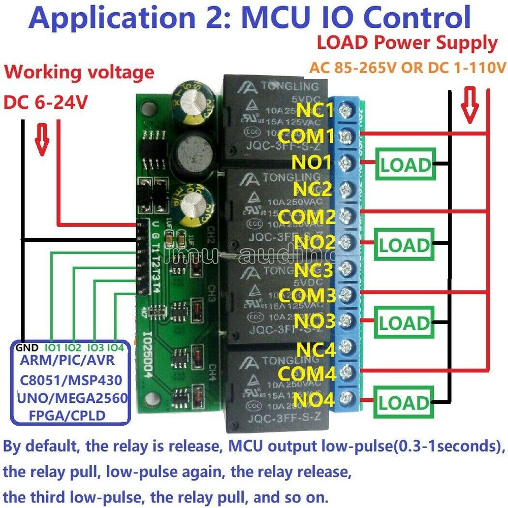 NEW 4CH DC 6V-24V Flip-Flop Latch Relay Module Bistable Self-locking Electronic-