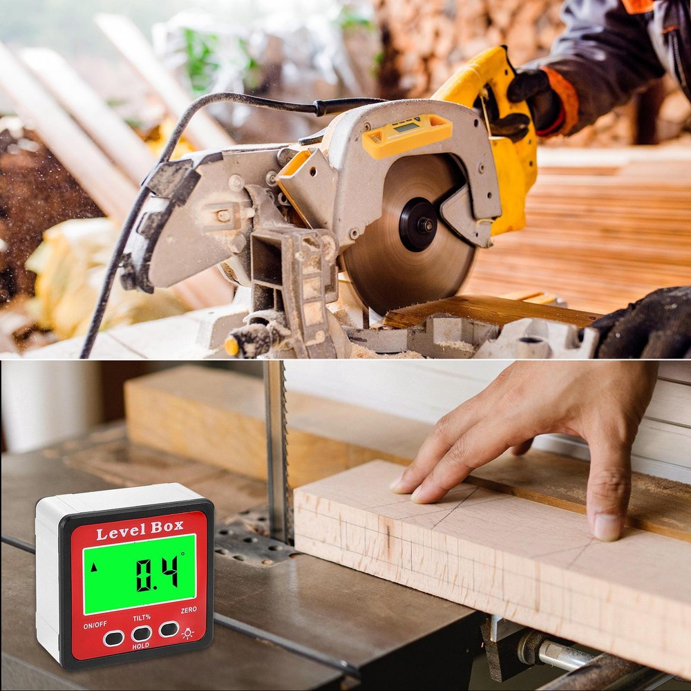 Digital Angle Finder Level Gauge Measuring Tools Magnetic Protractor Box Bevel