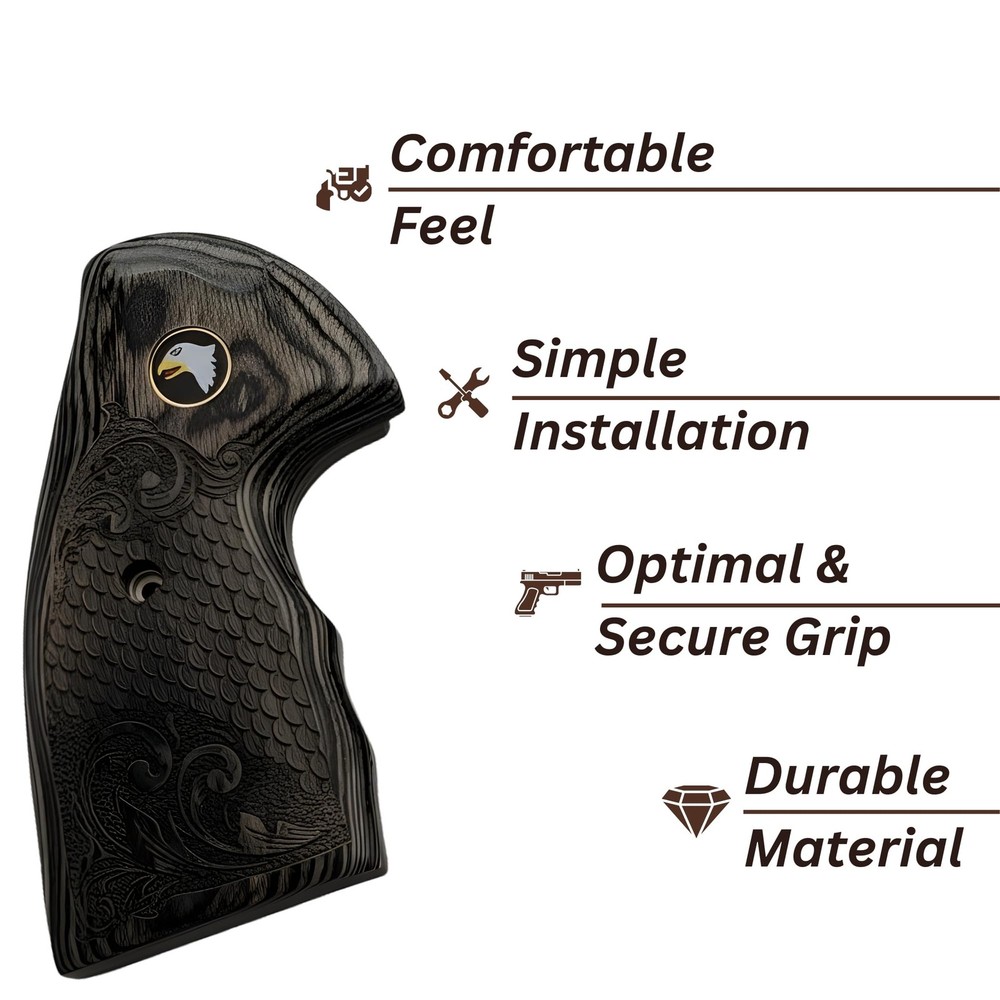Colt Python Black Rosewood with Scrollwork and Scales Grips with Screaming Eagle