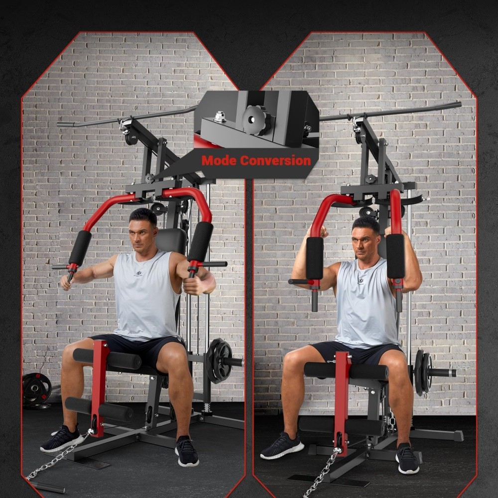 Multifunctional Home Gym with 400 LB Weight Stack & Dual-Function Arm Press