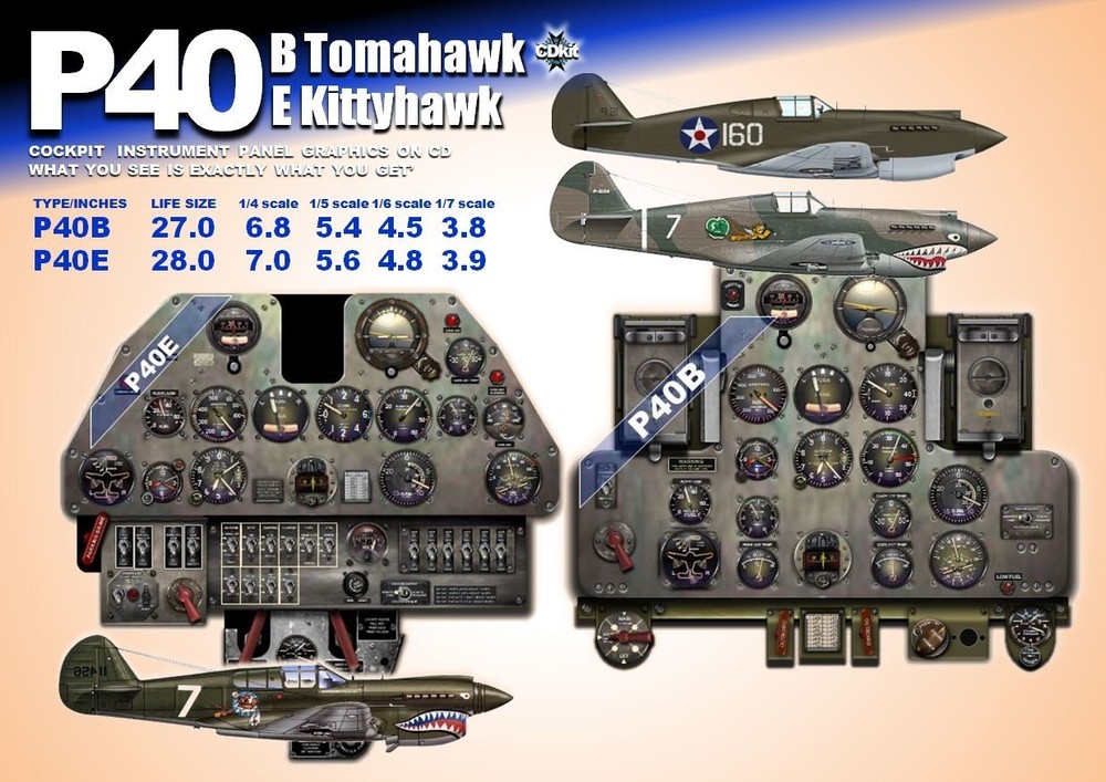 P40B & P49E WARHAWK COCKPIT instrument panel CDkit