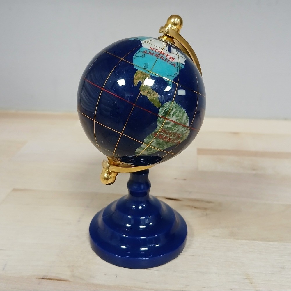 Blue Lapis Lazuli Gemstone World Globe