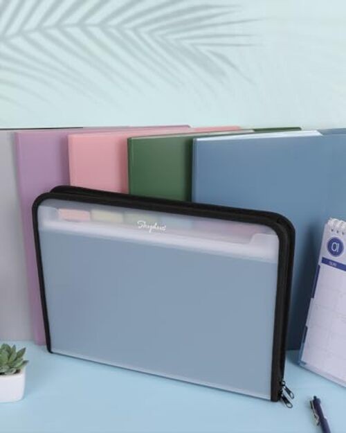 Document Organizer, Accordion Folder with Front Pocket, 7 Pocket 1 pack Blue