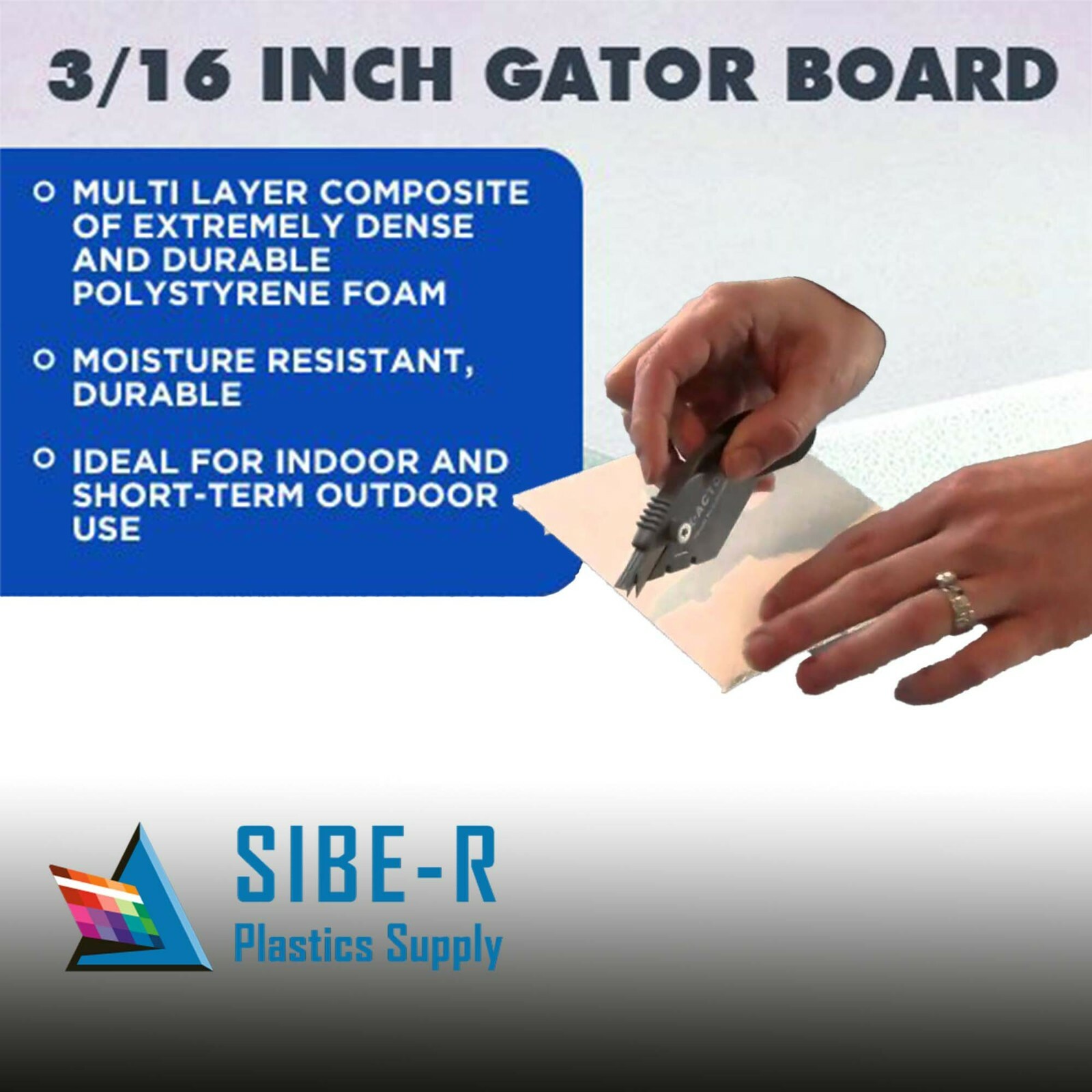 SIBE-R PLASTIC SUPPLY - GATOR BOARD 3/16" Thick PICK COLOR & SIZE