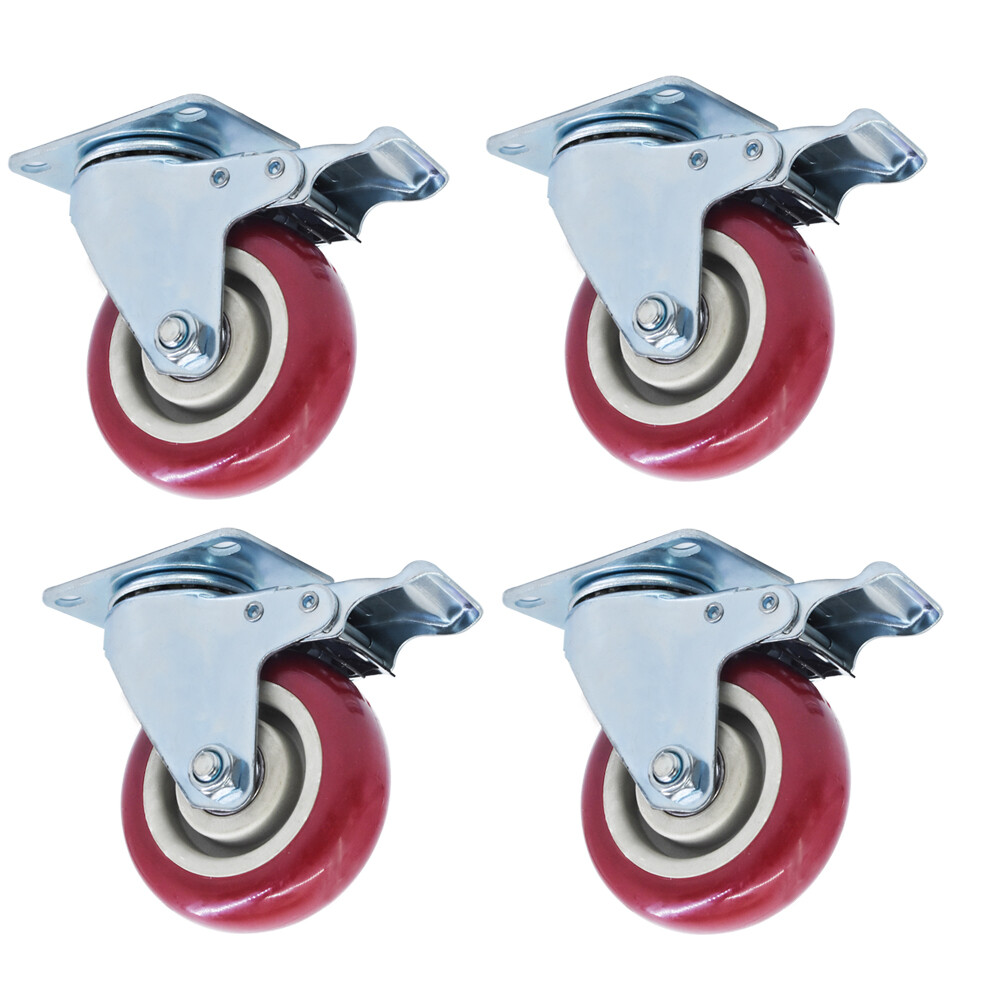4 Piece 4 Inch Heavy Duty Caster Set Wheels Fits For All Swivel & Brake Casters