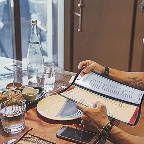 2 Pack 4-Page 8-View Restaurant Menu Covers Clear Plastic Menu Holders for Bars