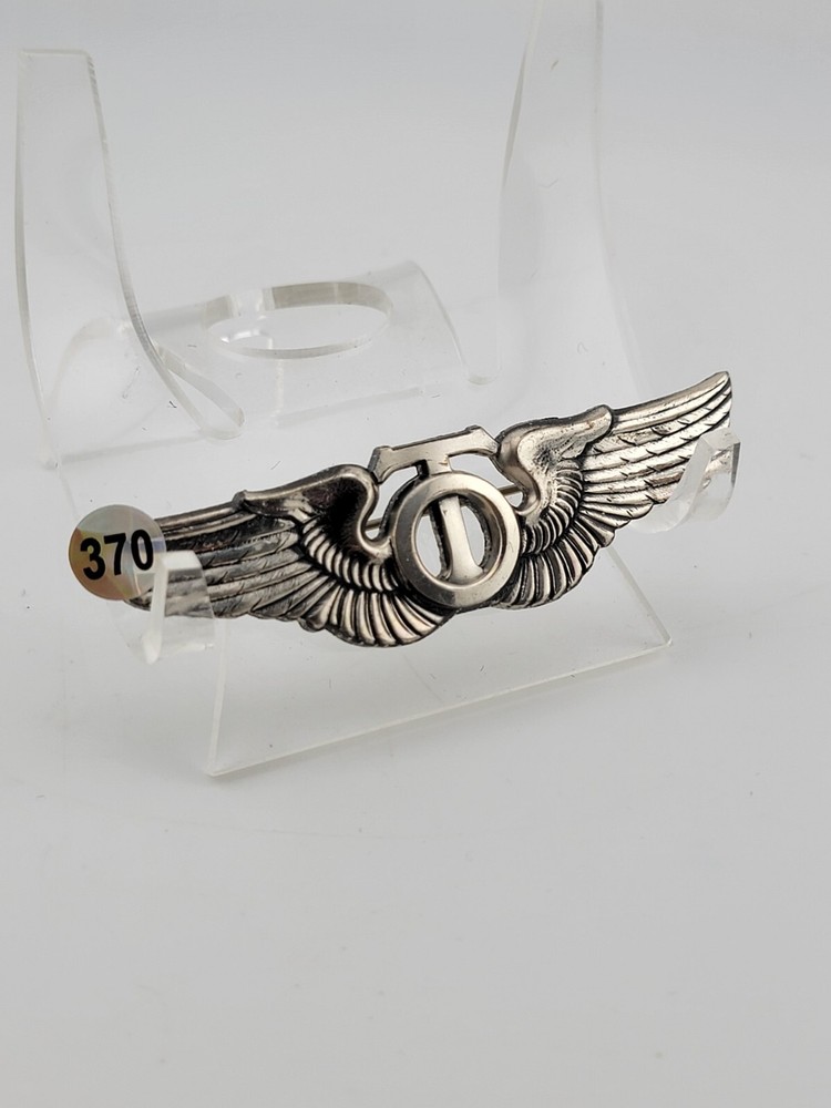 Rare Post- WW2 AAF Technical Observer Wing Badge. Sterling Silver. VG Cond.