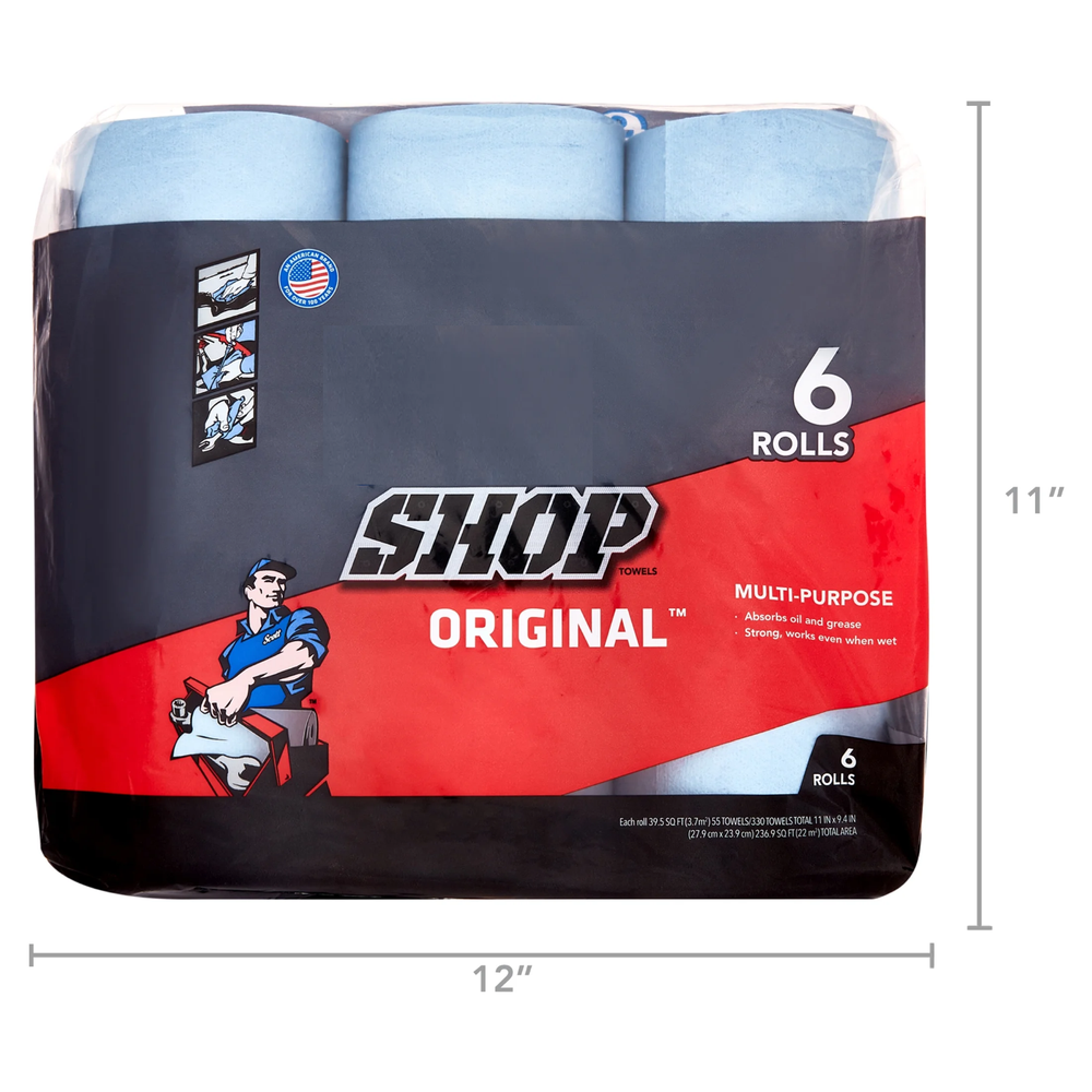 Shop Towels, 6 Rolls, 55 Sheets Per Roll