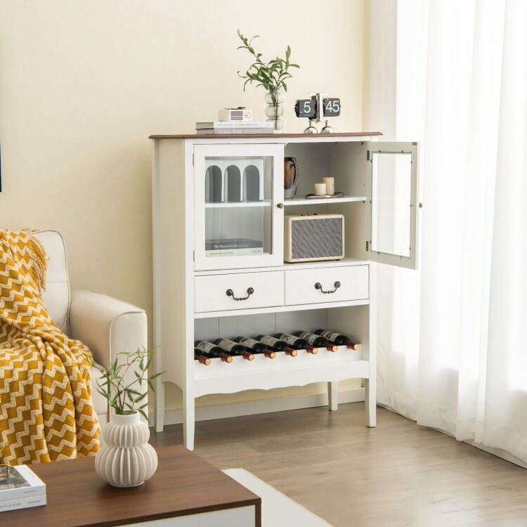 Sideboard Buffet Storage Cabinet Cupboard Kitchen With 3 Level Adjustable Shelf
