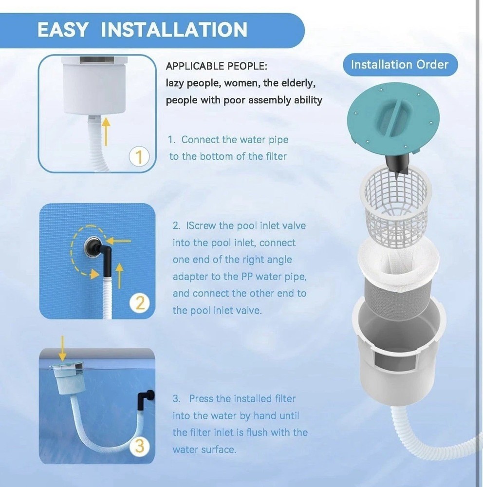 Valdorena Surface Float Skimmer 2025 Upgrade Turquoise Above Ground Pool