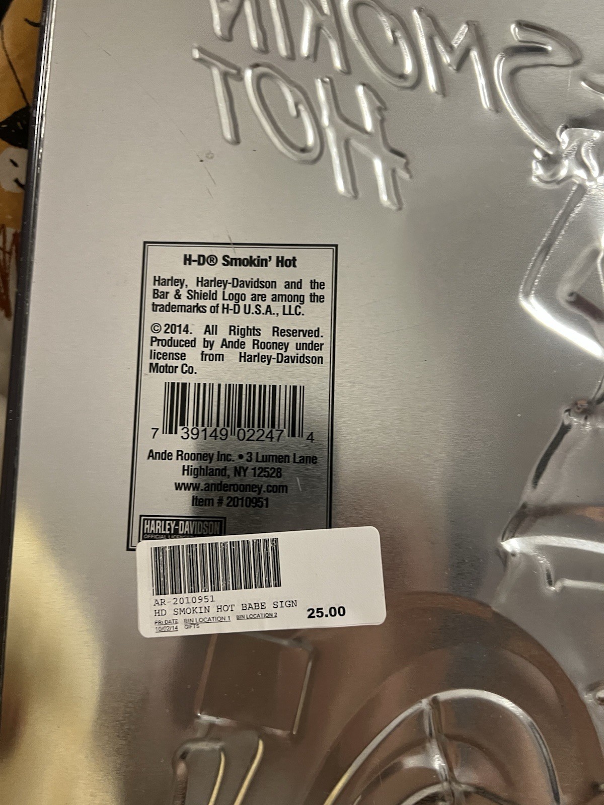 Harley-Davidson® Smokin Hot Fire-fighter Babe Embossed And Logo Tin Sign (13x15)