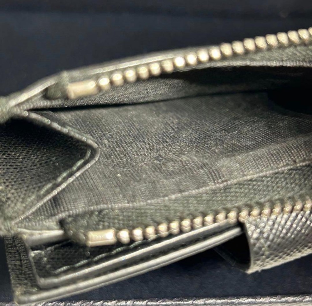 Prada Two-Fold Wallet Saffiano Leather Triangle Logo Black