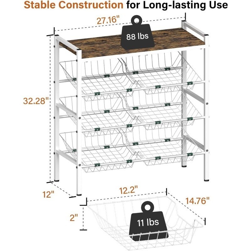 Kitchen Storage Rack Multi-Functional Snack Display Sturdy Removable Baskets New
