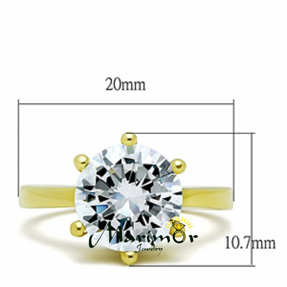 3.5Ct Round Cut CZ Stainless Steel 14k Gold Ion Plated Engagement Ring Size 5-10