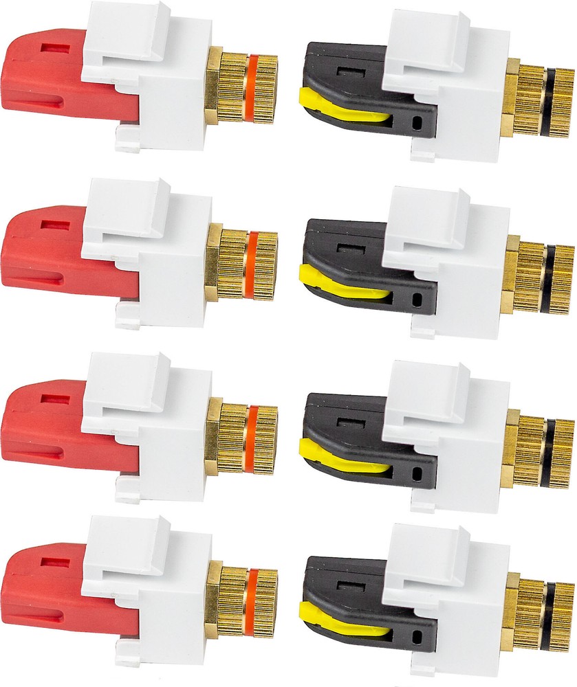 Speaker Snap Keystone Binding Posts 4 Pairs / 8 Pieces -White