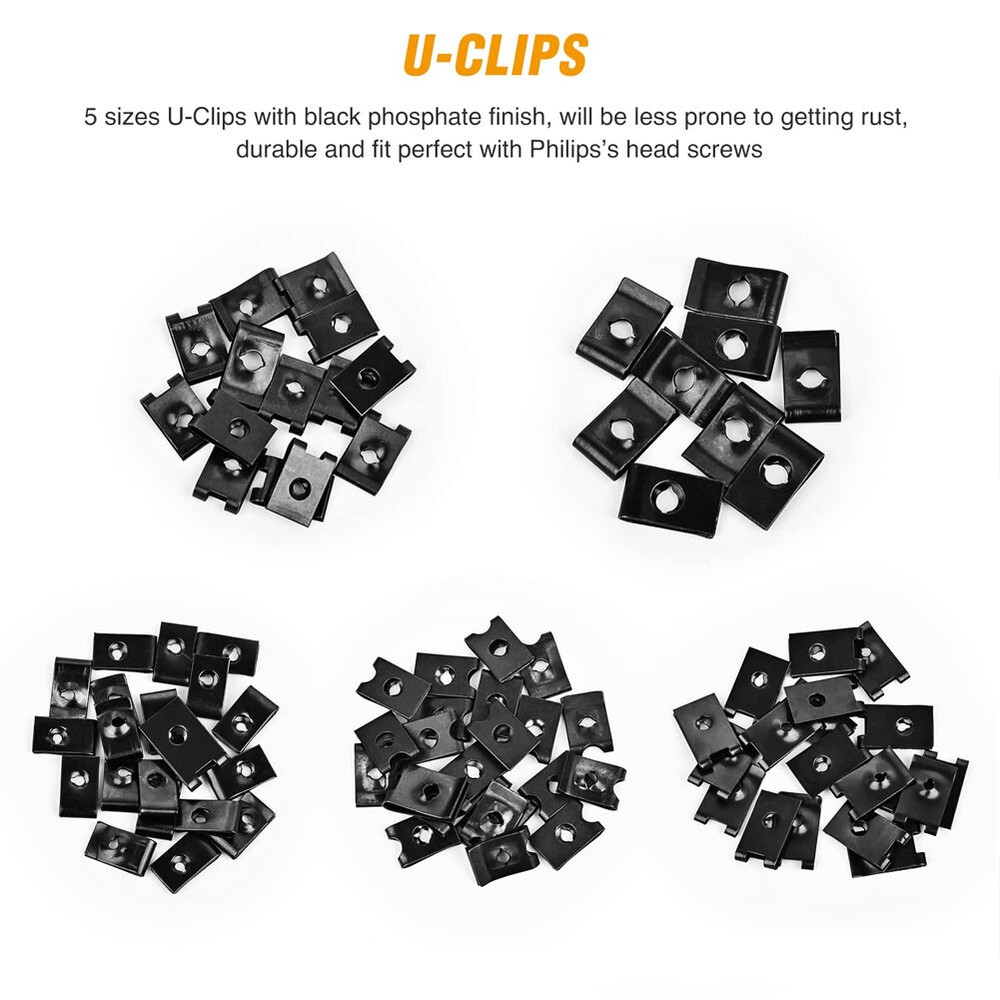 170X Auto Car U-Clip U Nut and Screw Assortment Kit for Dash Door Panel Interior