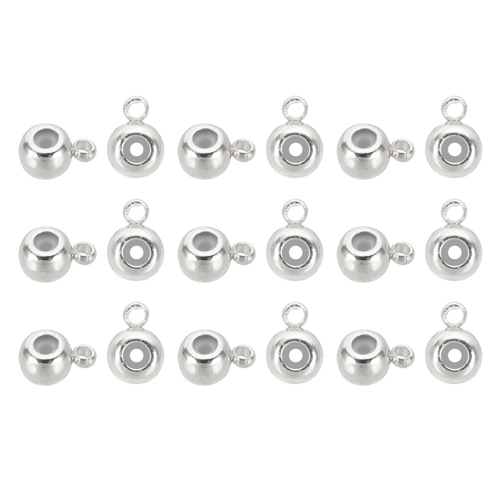 20 Pcs 4mm Stopper Positioning Spacer Beads with Loop, Silver Tone