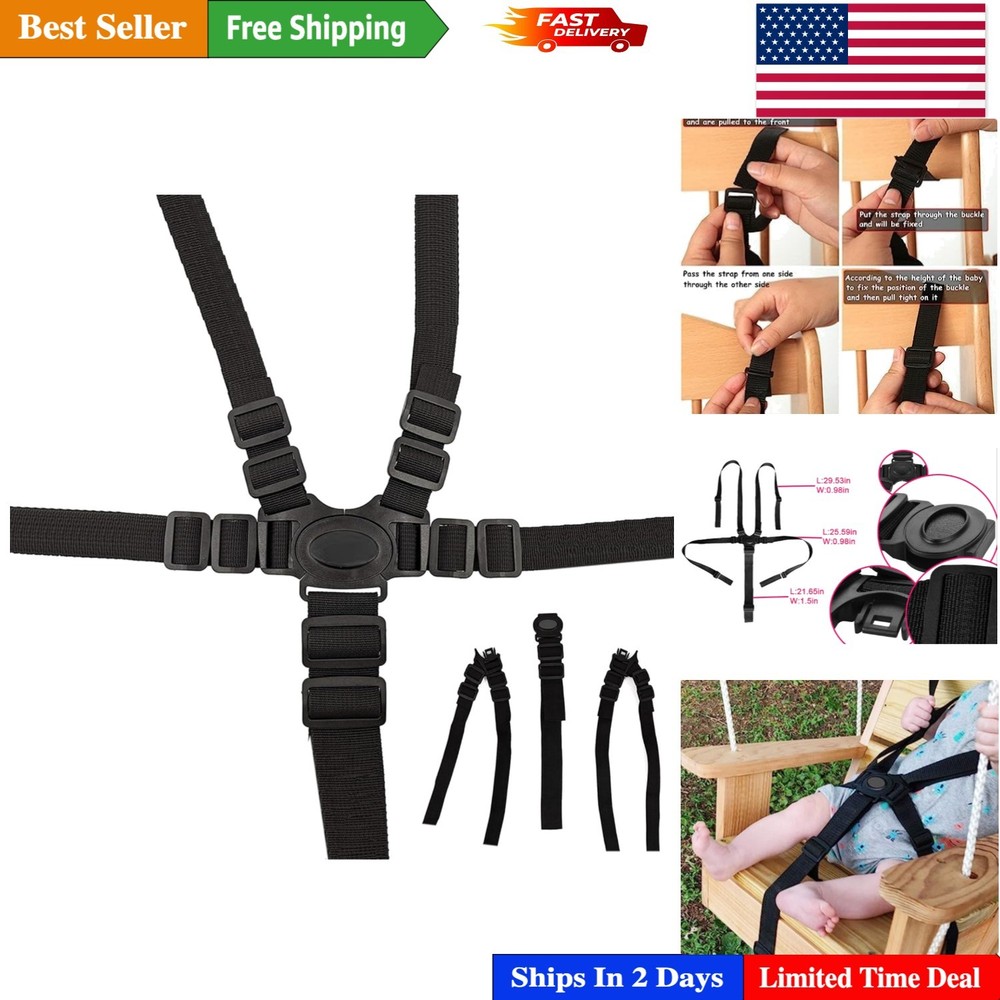 Adjustable 5-Point Safety Belt for Strollers & High Chairs - Easy Installation