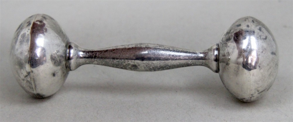Vintage WEB 1950's Sterling Silver BABY RATTLE Barbell Dumbbell