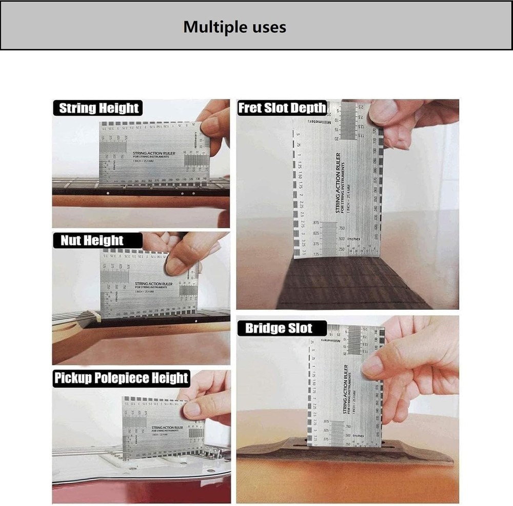 Guitar Luthier Tool Set: String Action Gauge & Pitch Ruler for Precision Setup
