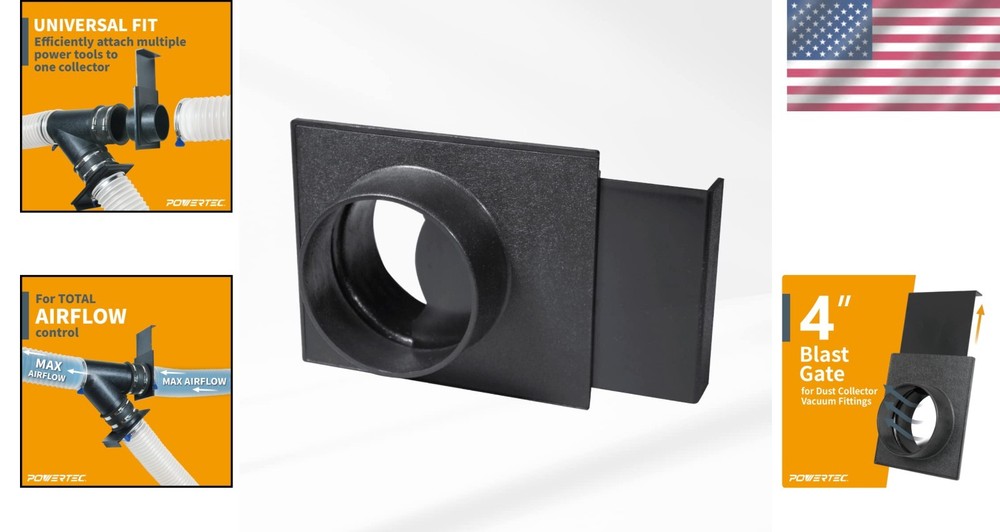 Compact 4-Inch Blast Gate with ABS Construction for Efficient Airflow Control