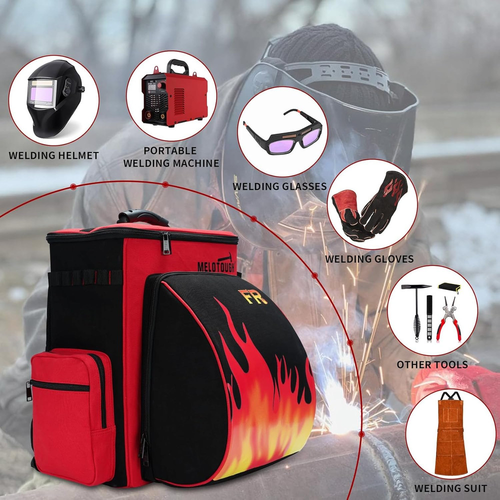 Fire-Resistant Welding Backpack 32.56L - Large Tool & Helmet Storage