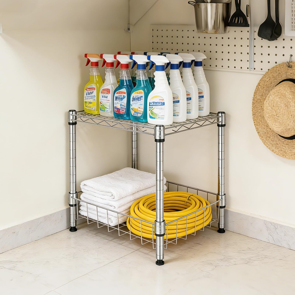 Stackable Metal Shelving Unit - Versatile Wire Rack for Garage, Pantry & Office