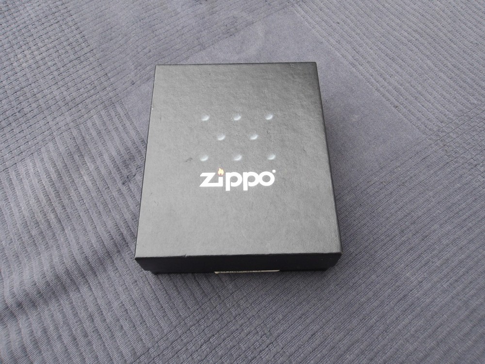 ZIPPO Gift Set Slimline Brushed Chrome Lighter, Fuel & Flints + Presentation Box