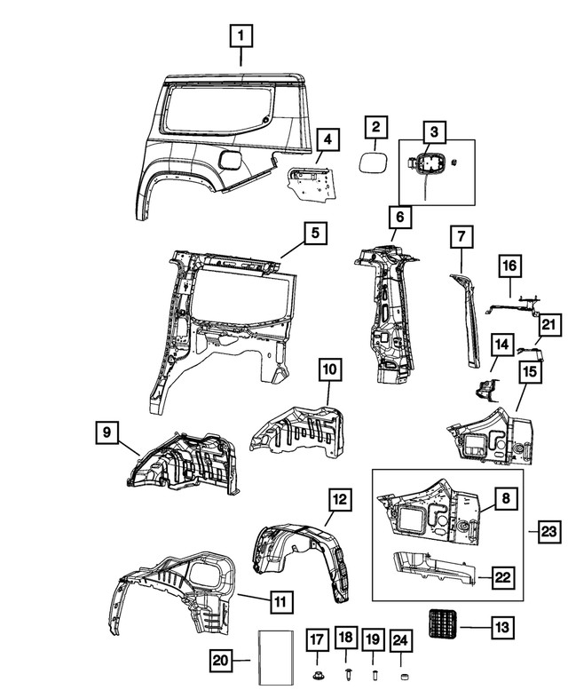 Genuine Mopar Quarter Lower Panel Left 68422759aa