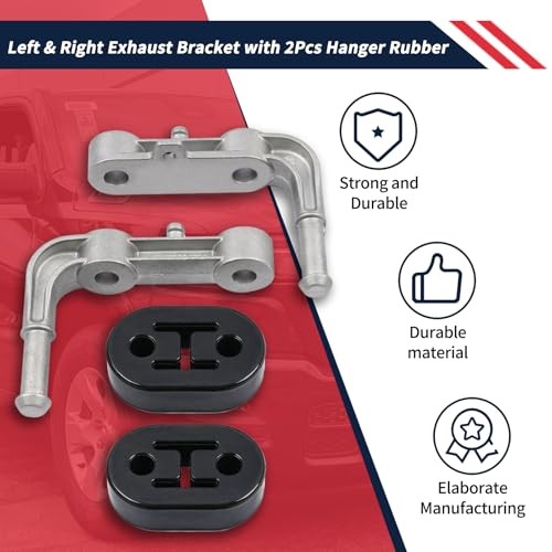 Rear Left & Right Exhaust Bracket Muffler Support Assembly Right+Left