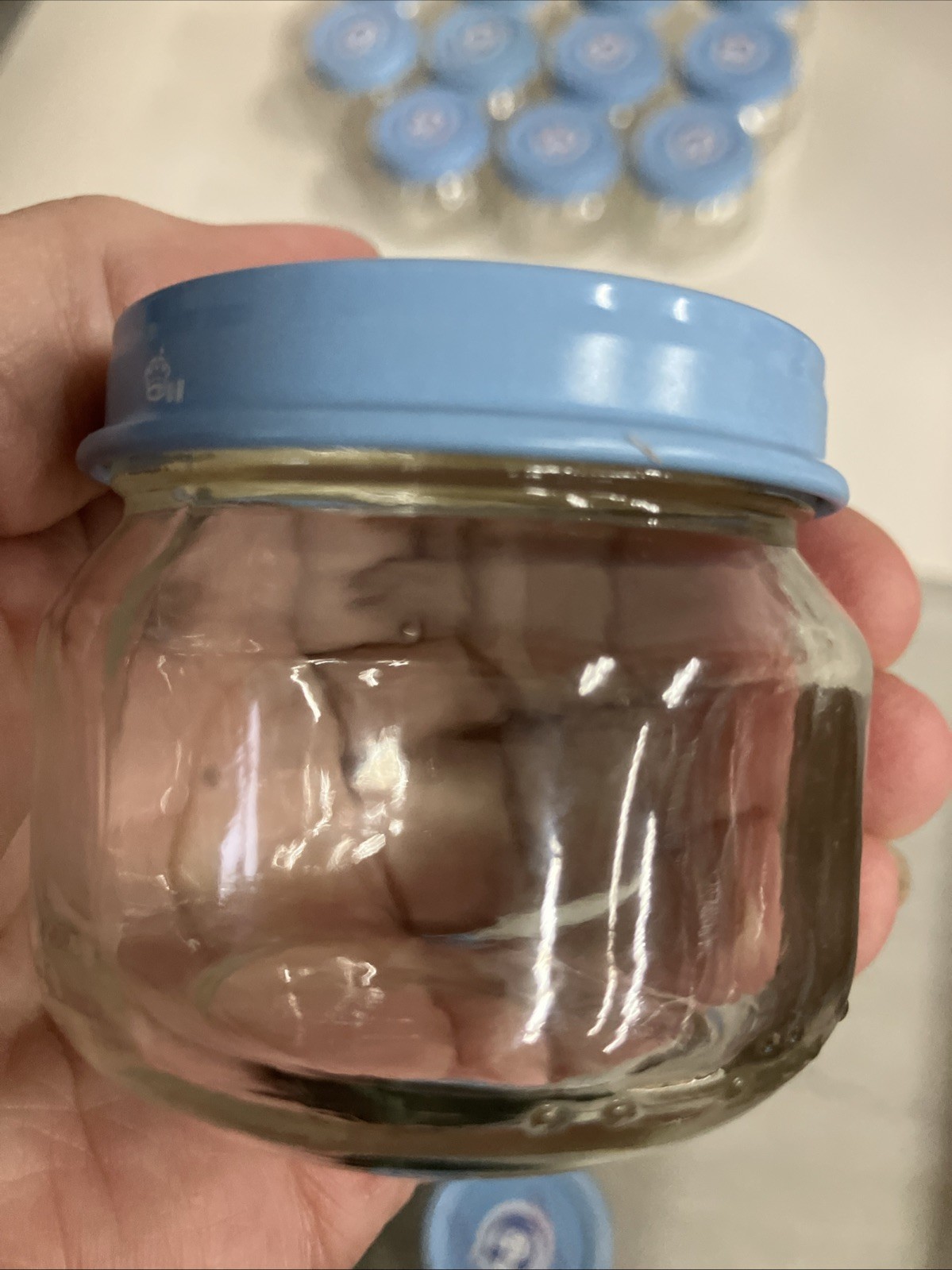 GERBER EMPTY Baby Food Jars Lot of 12 Glass Jars w Lids for Crafts Storage