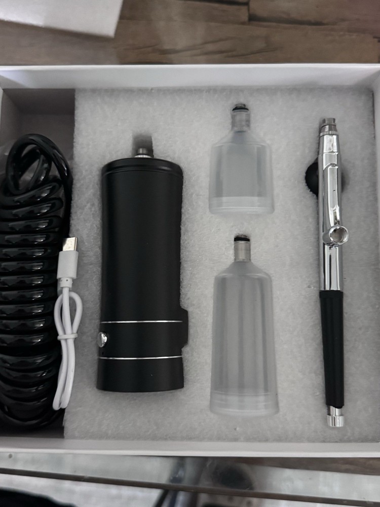 Airbrush System Set with Compressor, Airbrush, Bottles, and USB Cable