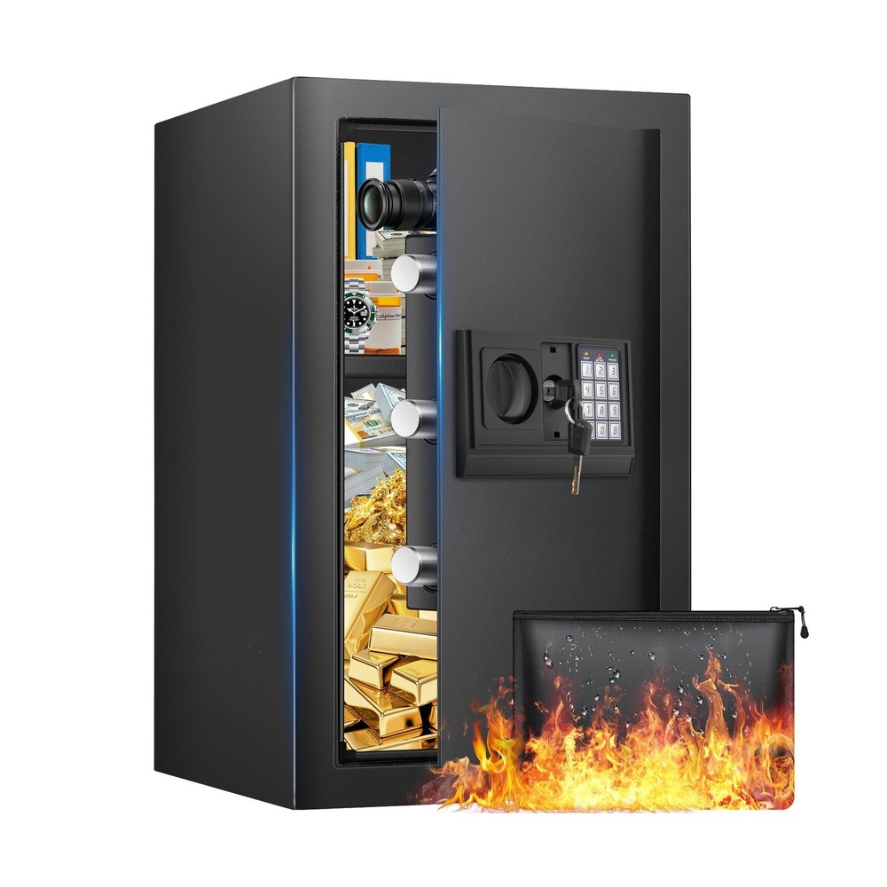Large Home Safe 3.3 Cuft, Digital Security Safe Box with Smart Alarm System, ...