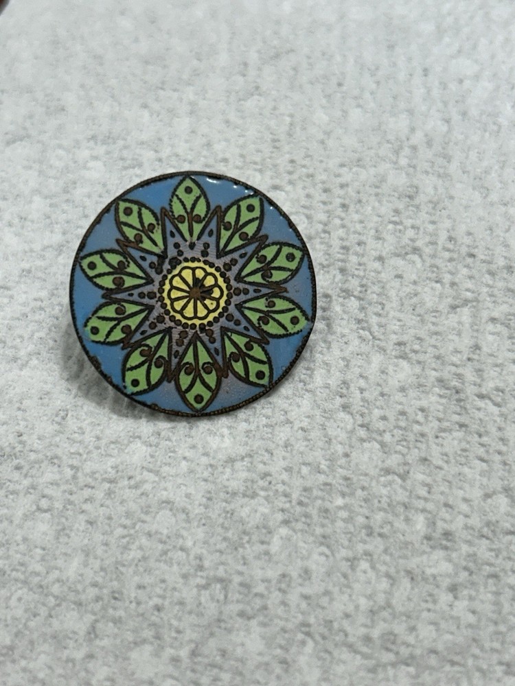 Antique Victorian Enamel Button 1” Diameter