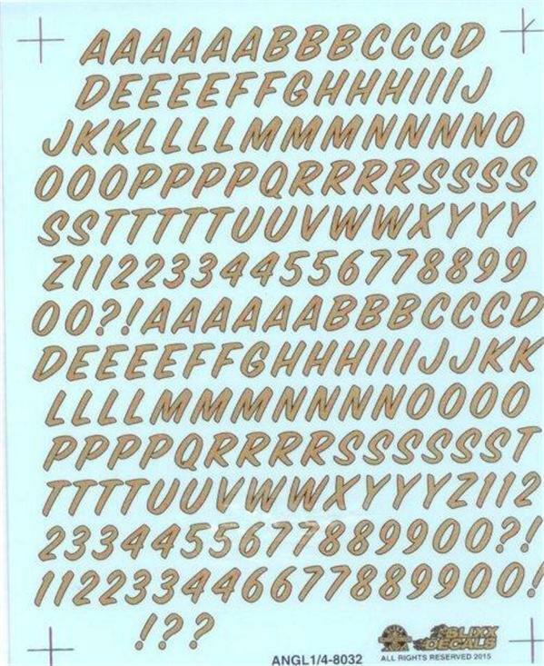 Slixx 8032 Alpha Numeric 1/4" waterslide Drag decal