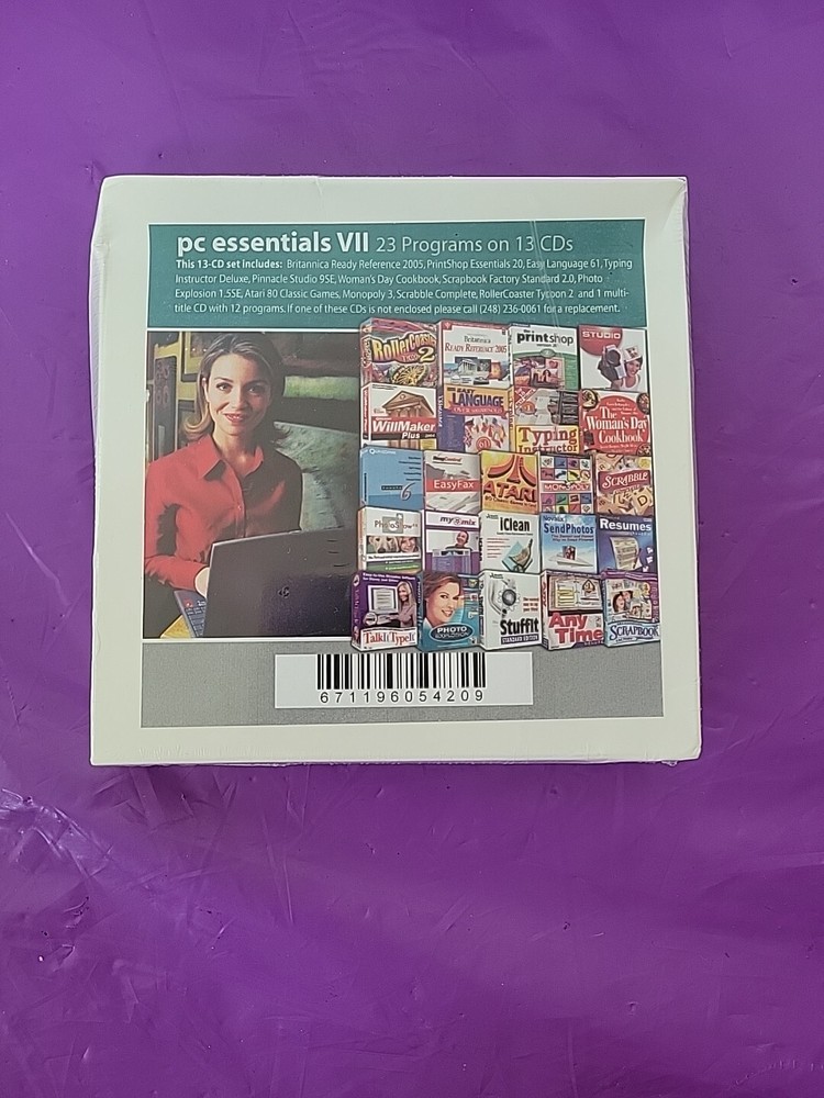 Vintage Software PC Essentials Vll 23 Programs on 13 CDs Rare Sealed