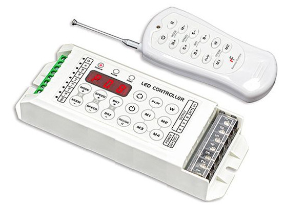 RGBW 4CH LED Controller with RF Remote, 5-24VDC, 5A/CH