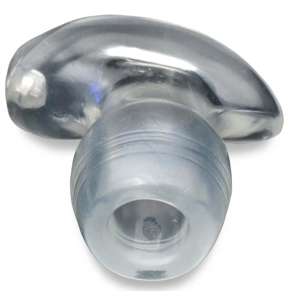 Light-Up LED Anal Dilator Clear Butt Plug Flared Base Open Deep Access Tunnel
