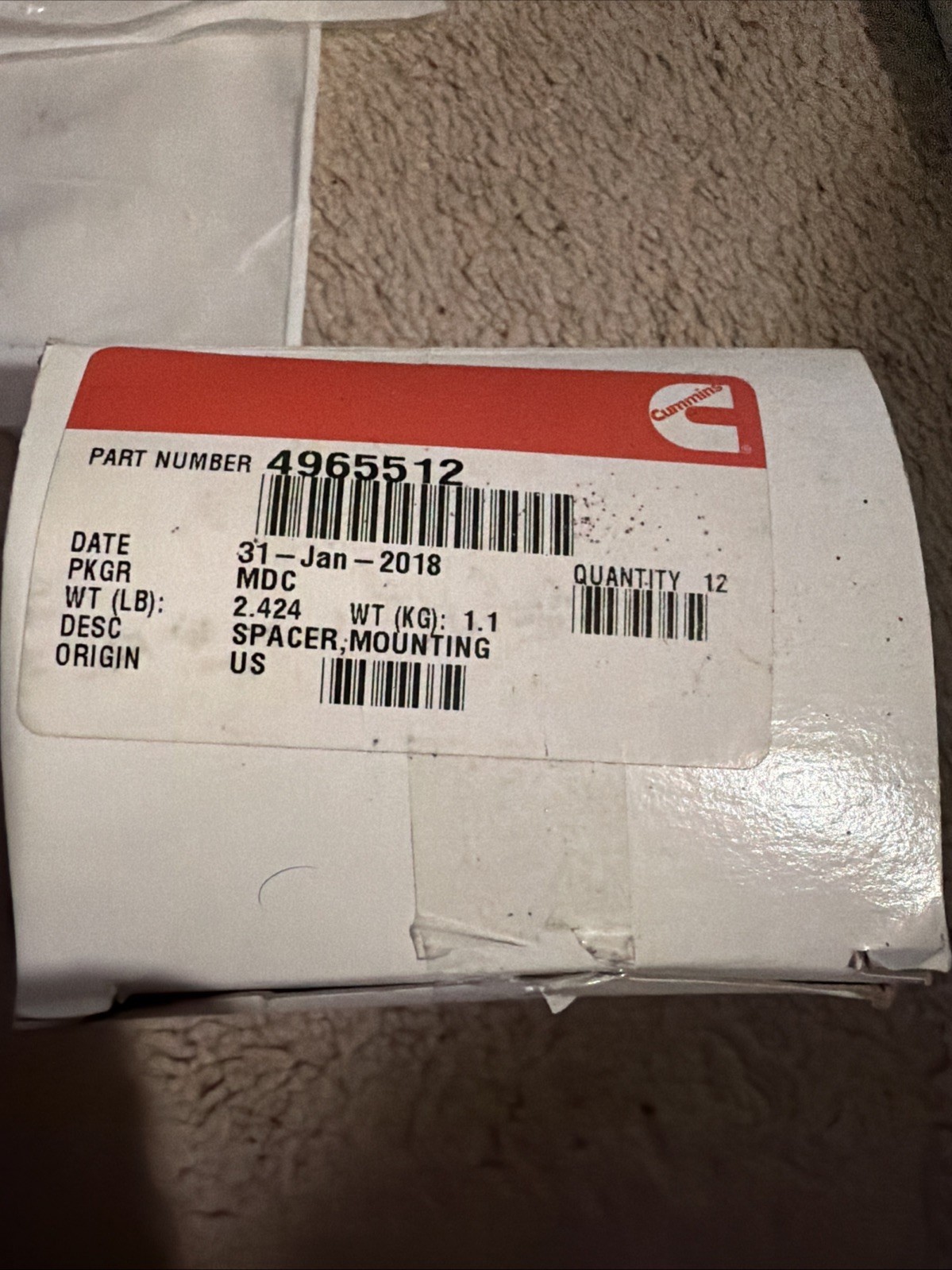 CUMMINS SPACER,MOUNTING 4965512 Full Set