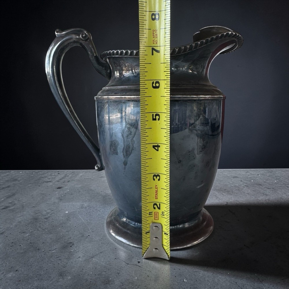 Crescent Silver Plated Designer Tableware Handle Water Pitcher Vintage