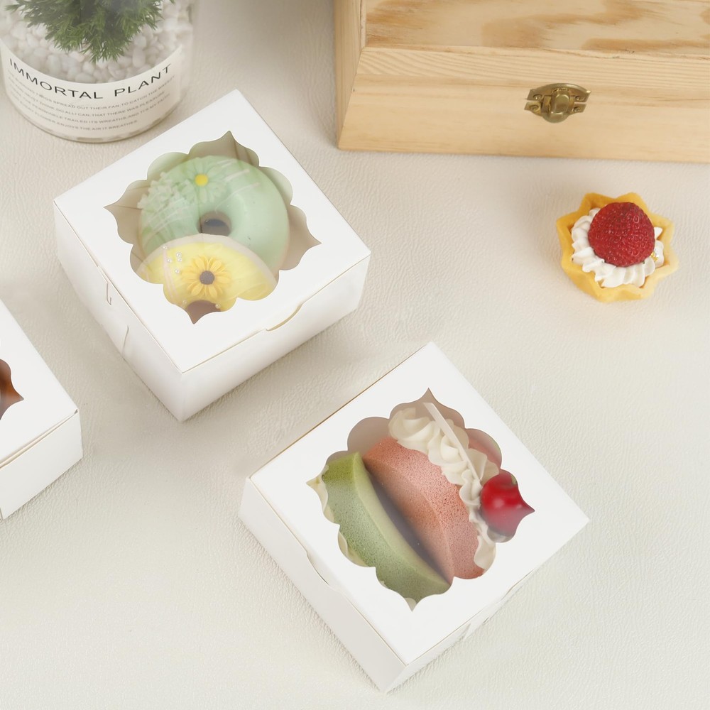 50pcs Cookie Boxes with Window Bakery Boxes Small Treat Boxes Small Cake boxe...