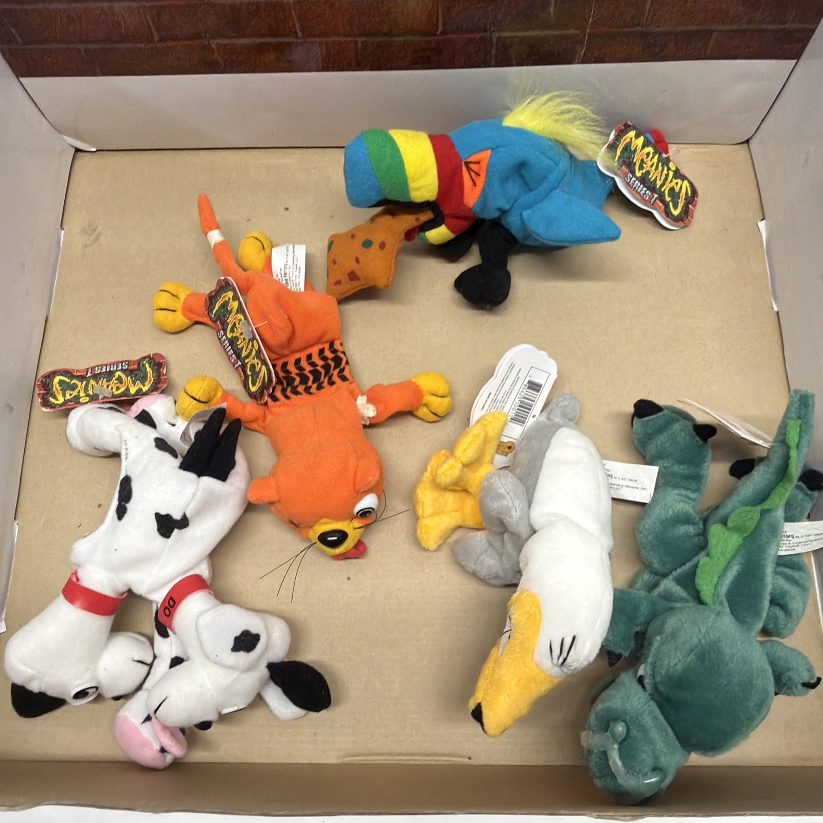 Lot Of 5 Meanies Stuffed Beanie Plush Animals Series 1 New With Display Box RARE