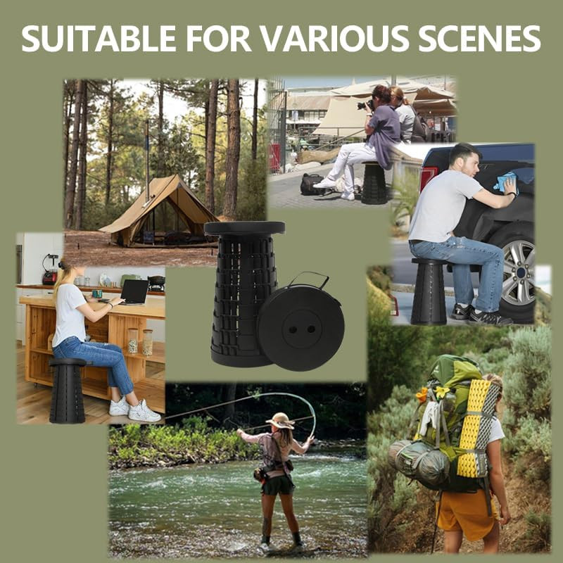 Upgraded Collapsible Stool Chair, Folding Stool, Lightweight, Sturdy, Adjustable