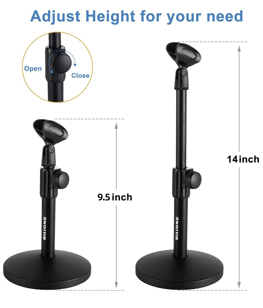 Multifunctional Desktop Microphone Stand, Adjustable Mic Stand Desk with Pop Fil