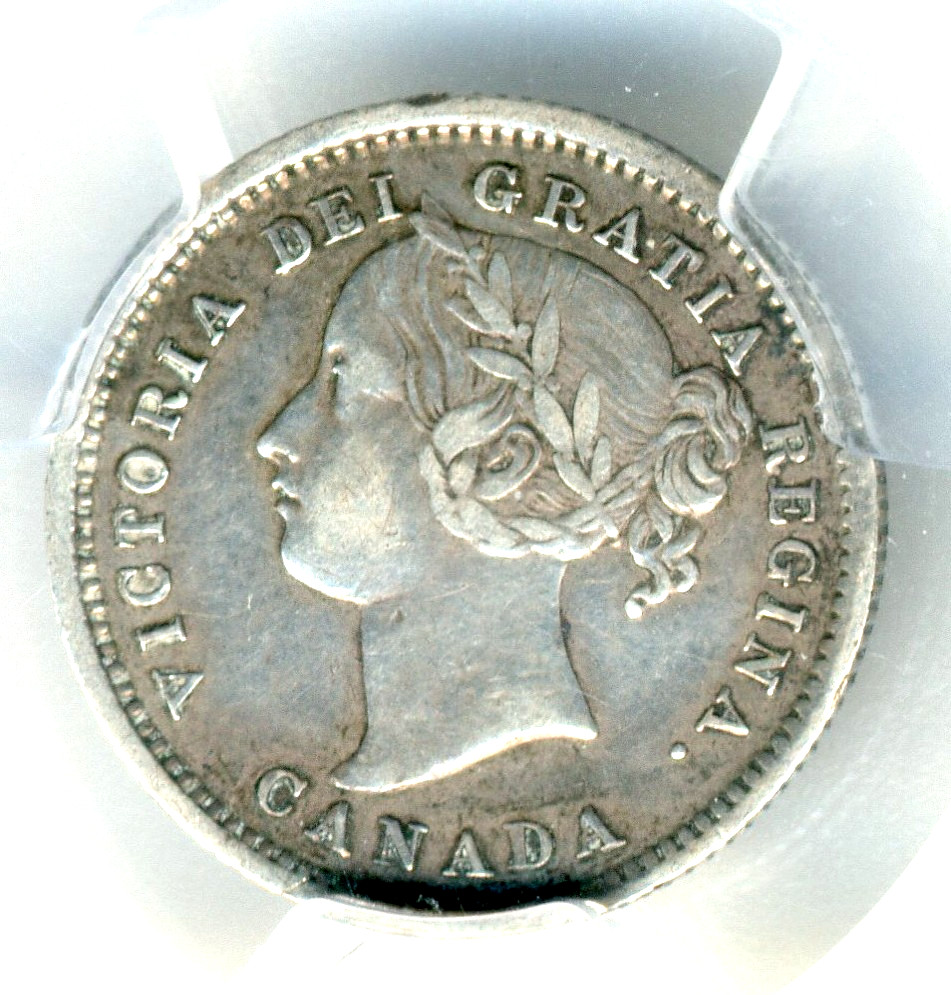 1858 Canada 10 Cents, MINT ERROR, Planchet Lamination Reverse - PCGS EF40