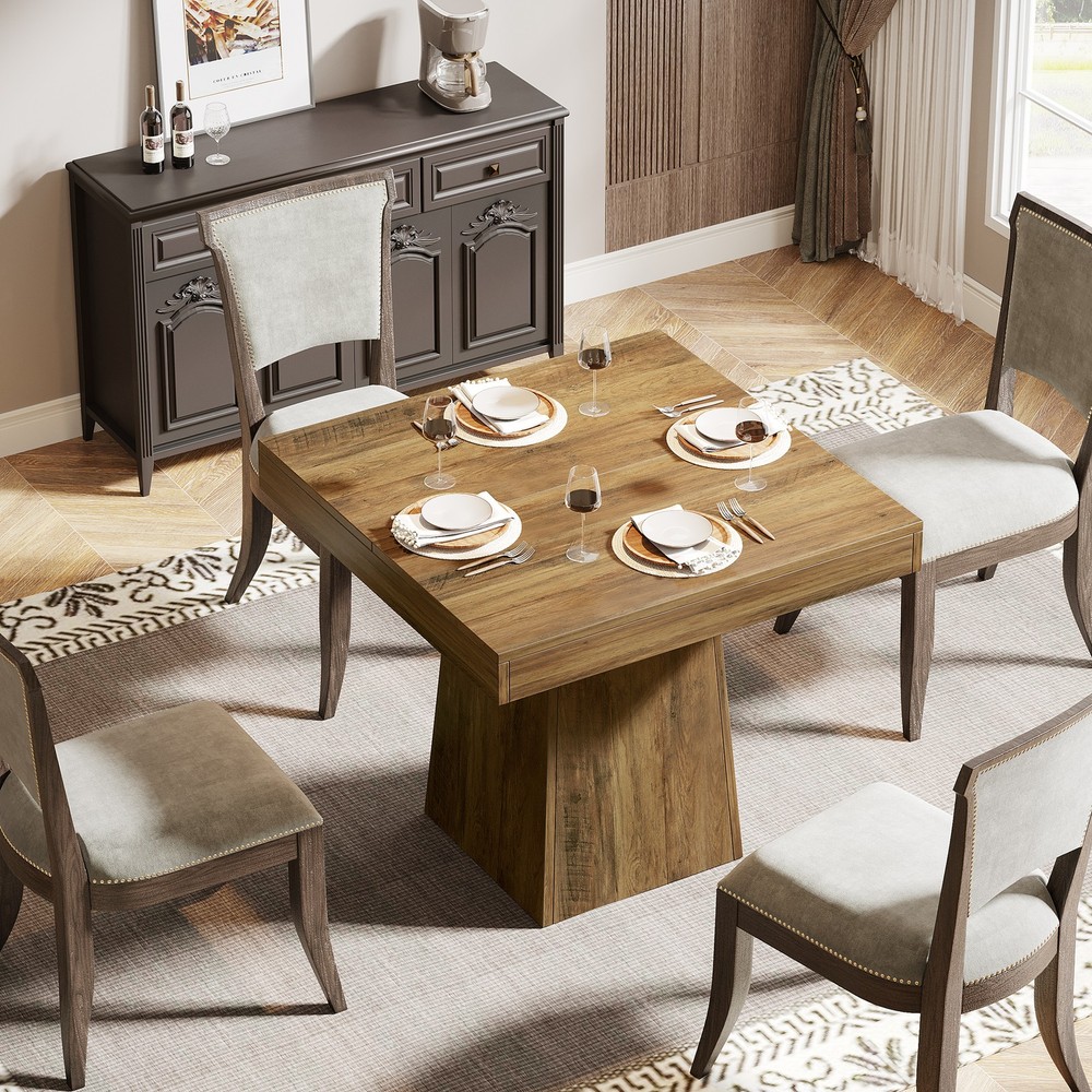 31.5-Inch Square Dining Table for 4 People, Farmhouse Small Kitchen Dinner Table