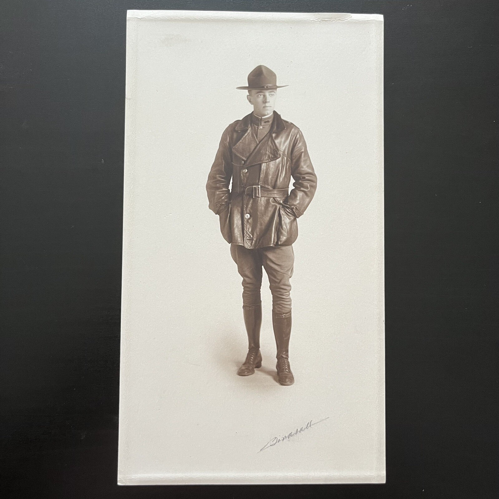 c.1918 WWI Aeronautical Division, Signal Corps Pilot Studio Portrait Photo