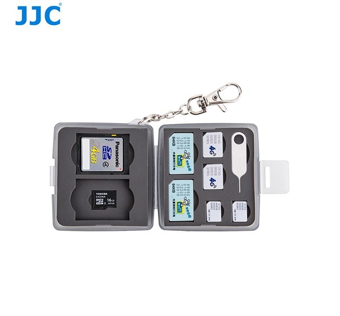 JJC MC-10D BLK Memory Card case fit 2 SD, 2 MSD, 2 SIM, 2 Micro SIM, 2 Nano SIM